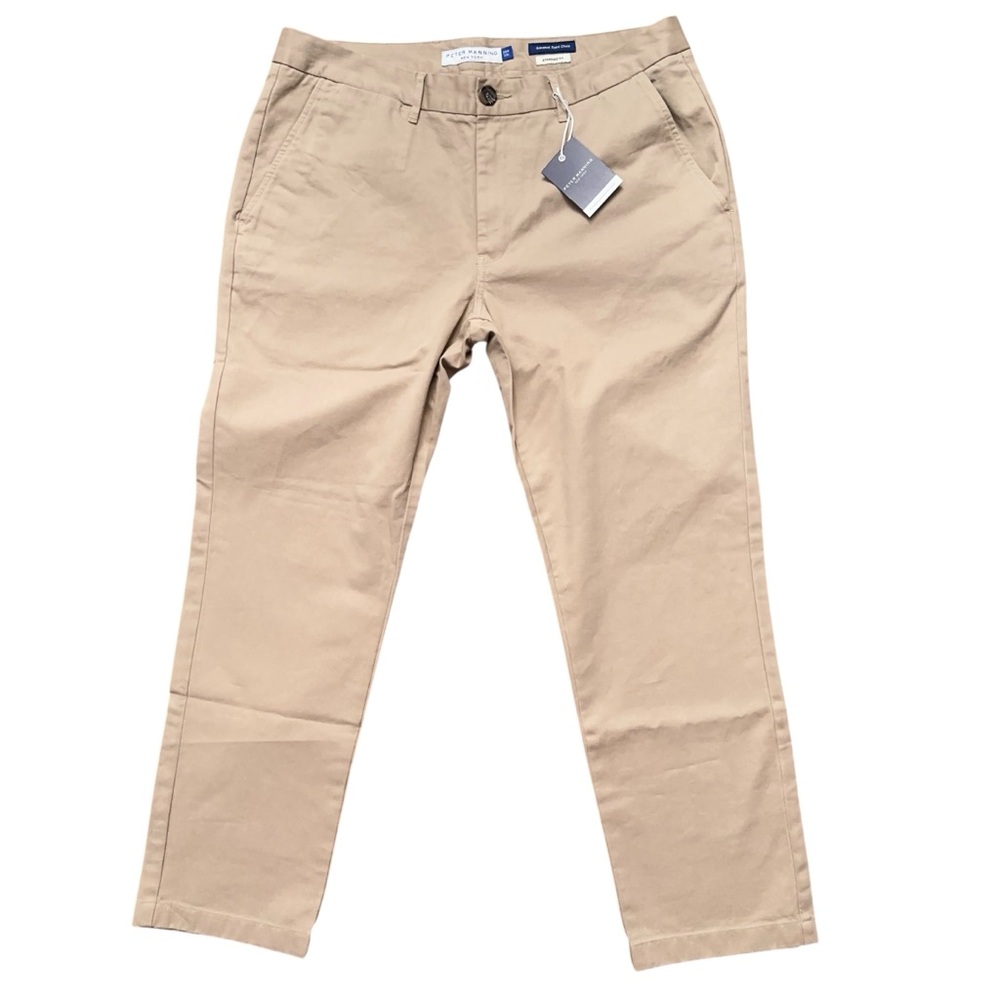 Peter Manning Pants Mens Size 36x28 Garment Dyed Chino Standard Fit Beige NWT